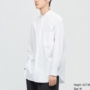 Jil Sander +J Uniqlo Stand Band Collar Shirt Men XS White Minimalist The Row